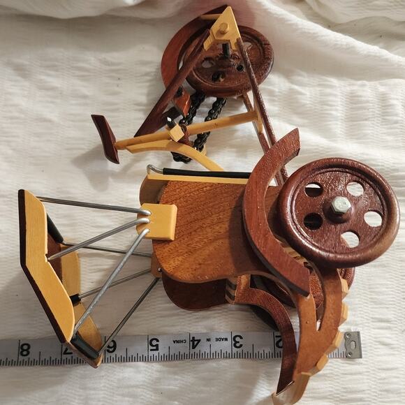 Wooden Handcrafted pedicab Model Asian Tricycle Trike Pedal Cart - Picture 8 of 8